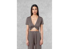 The Giving Movement Fitted Twist Top - Mushroom