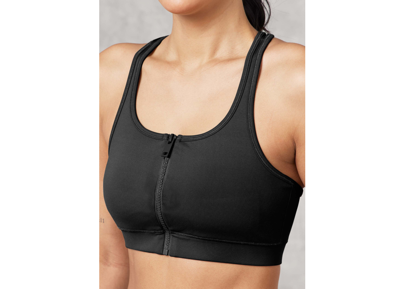 The Giving Movement Cut Out Zip Bra - Pitch Black