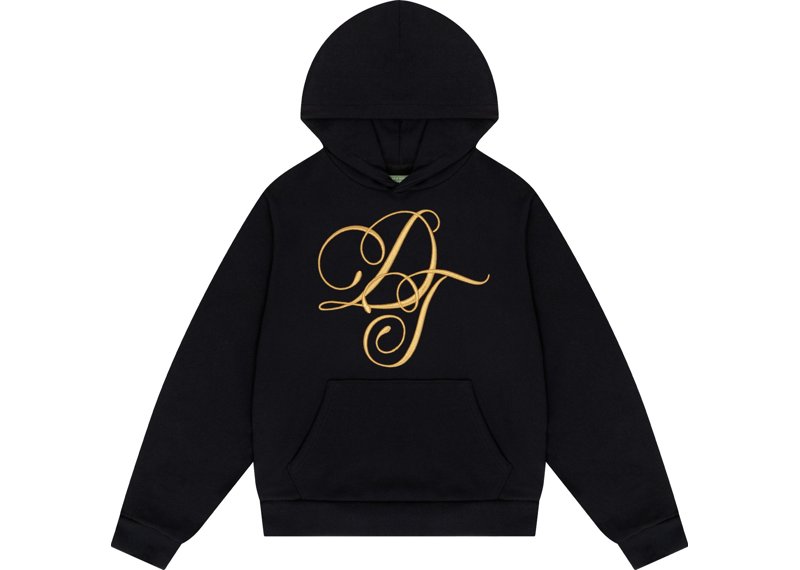 Denim Tears DT Metallic Gold Script Hoodie - Black