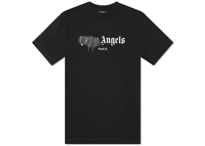 Palm Angels Paris Sprayed Logo T-Shirt - Black/Black