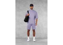 The Giving Movement Super Oversized High Neck Raw Edge T-Shirt - Digital Lavender