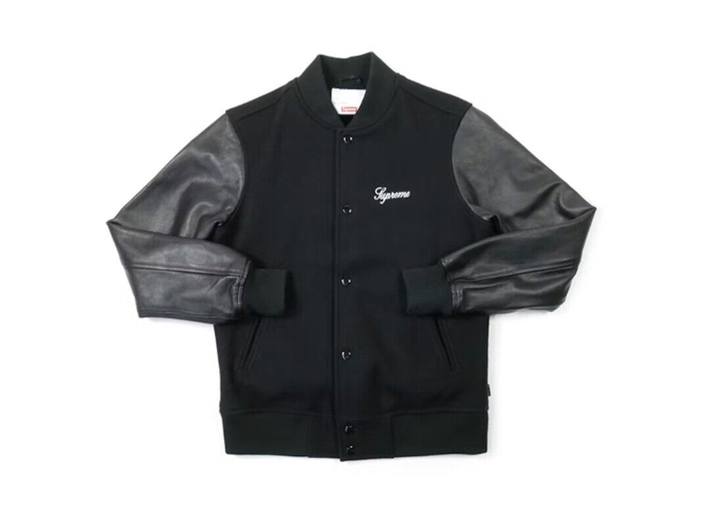 Supreme Team Leather Varsity Jacket Black