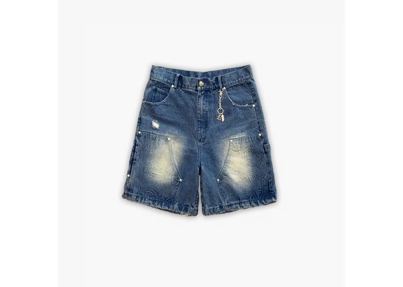 By Tydon Barbwire Jorts - Denim Blue