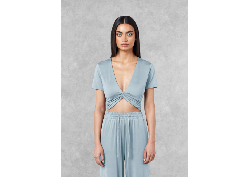 The Giving Movement Fitted Twist Top - Powder Blue