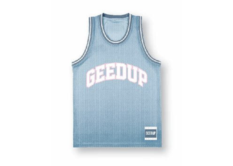 Geedup Co Team Logo Basketball Jersey - Blue/Pink/White