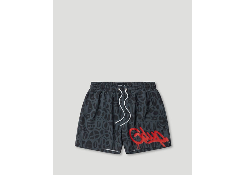 Geedup Co Handstyle Swim Shorts - Black/Red