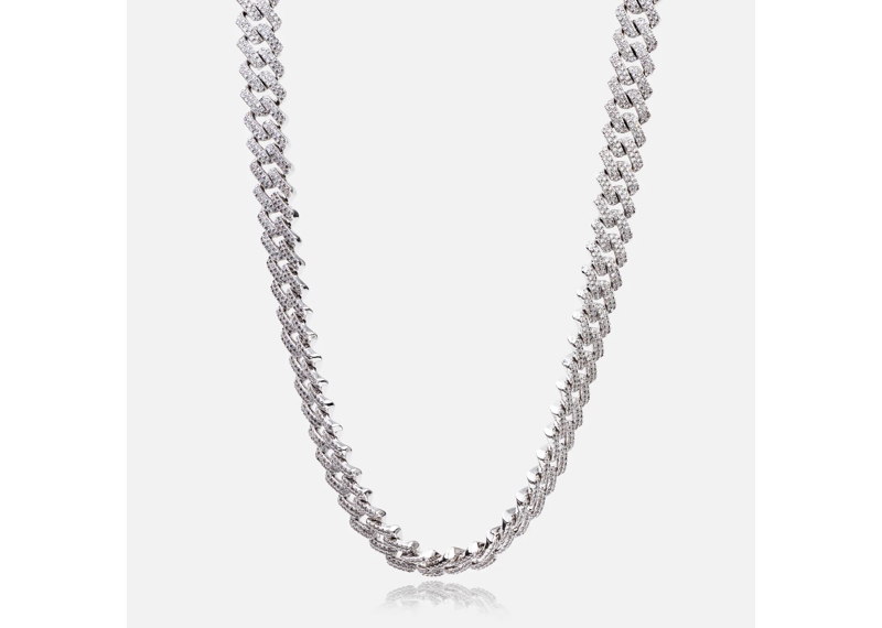 ZURUCCA 14MM DIAMOND PRONG LINK CHAIN - WHITE GOLD 18