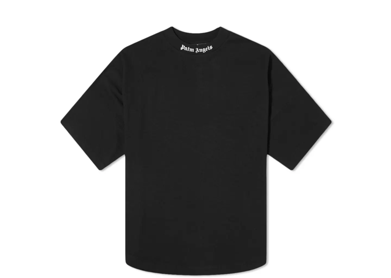 Palm Angels Oversize Double Printed Neck Logo T-Shirt - Blk/Blk