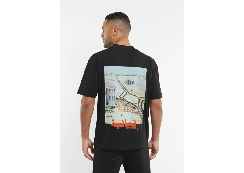 The Giving Movement Oversized Landscape Print T-Shirt - Pitch Black