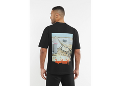 The Giving Movement Oversized Landscape Print T-Shirt - Pitch Black