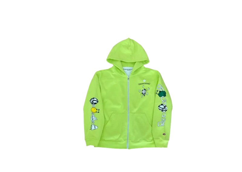 Chrome Hearts Matty Boy Link Zip Up Hoodie 'Lime Green'