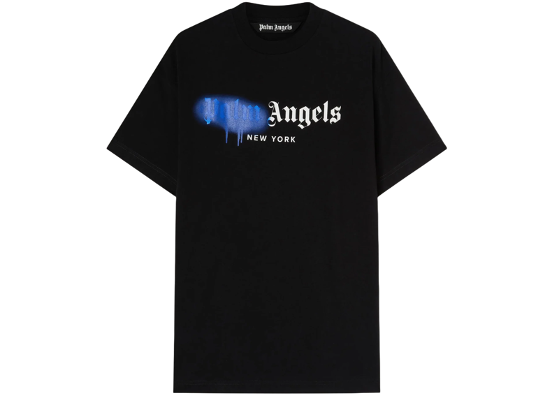 Palm Angels New York Sprayed Logo T-Shirt - Black/Blue