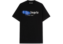 Palm Angels New York Sprayed Logo T-Shirt - Black/Blue