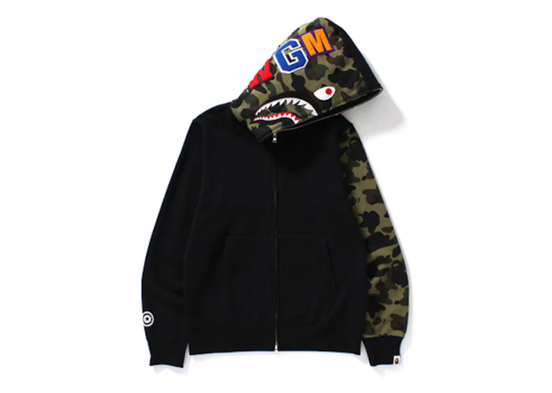 BAPE Shark Full Zip Hoodie Camo Sleeve
