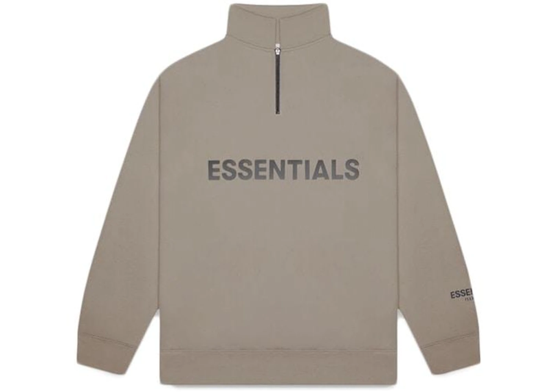 Fear Of God Essentials Half Zip Pullover Sweater - Cement (FW20)