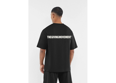 The Giving Movement Oversized Contrast Back Print T-Shirt - Pitch Black