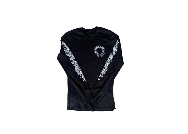 Chrome Hearts Floral Thermal Long Sleeve T-Shirt - Black