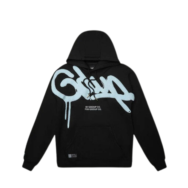 Geedup Co Handstyle Hoodie - Black/Baby Blue – The Good Kid