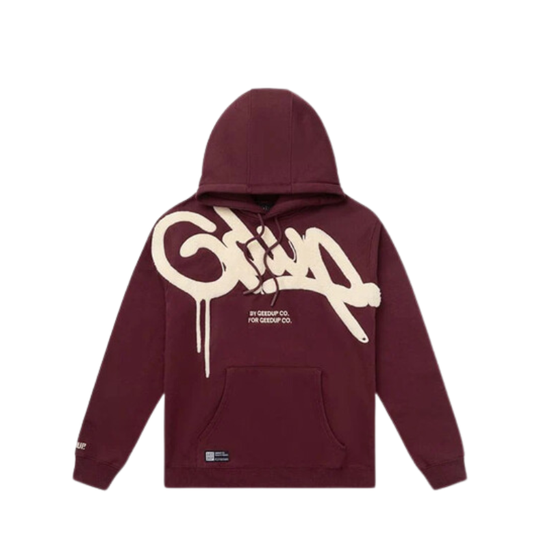 Geedup Co Handstyle Hoodie - Maroon/Cream