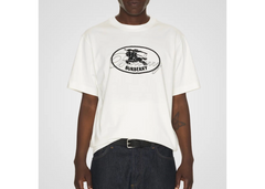 Burberry Ryan Embroidered EKD Script T-Shirt, White