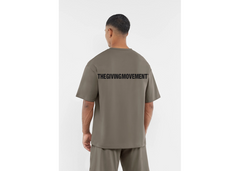 The Giving Movement Oversized Contrast Back Print T-Shirt - Truffle