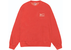 Nike x Stussy Pigment Dyed Fleece Crewneck - Habanero Red (FW23)