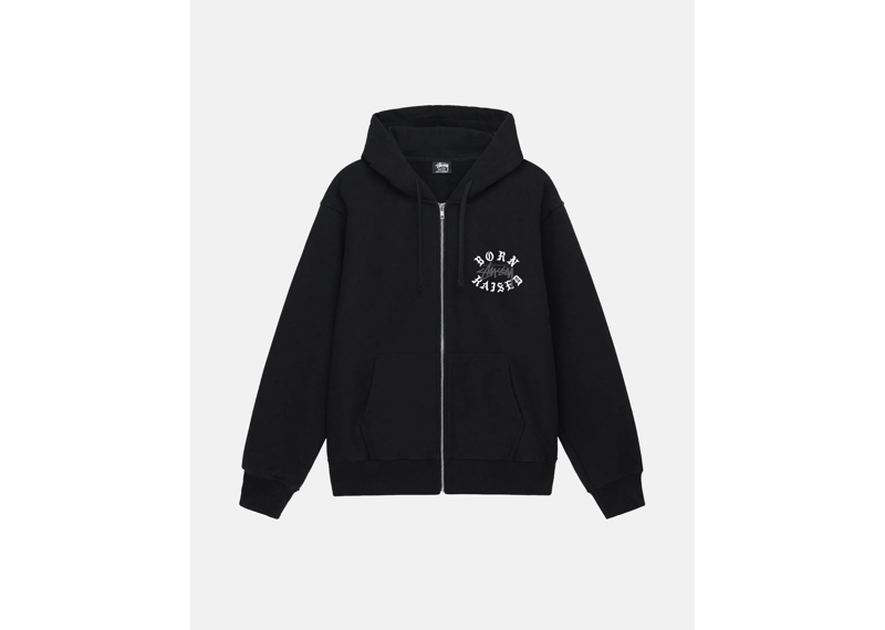 Stussy x Born x Raised Full Zip Hoodie - Black (SS23)