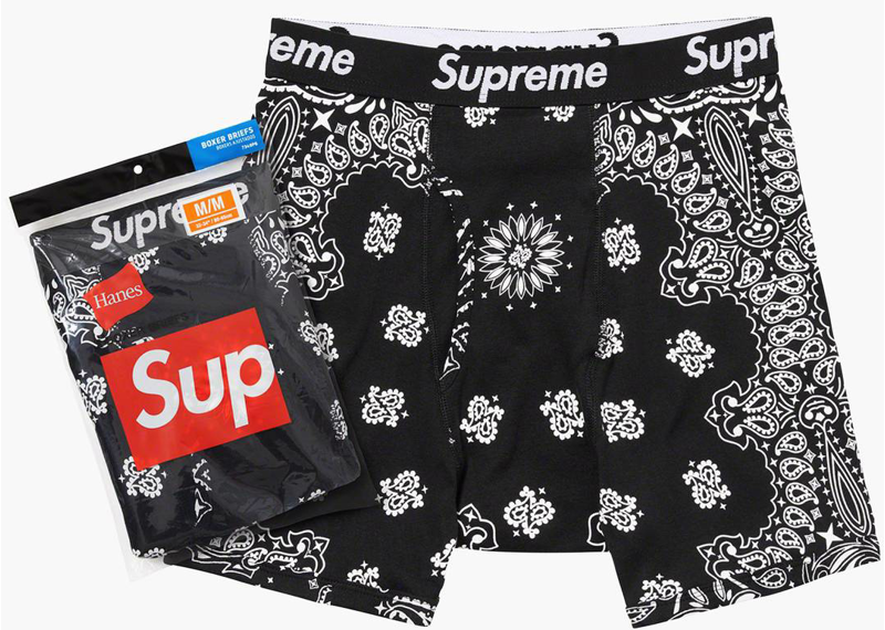 Supreme x Hanes Bandana Boxer Briefs (2 Pack) - Black (FW22)