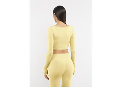 The Giving Movement Long Sleeve Crop Top - Butter Yellow
