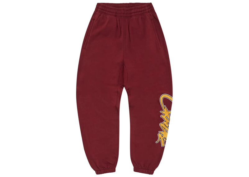 Corteiz Satin Applique Allstarz Sweatpants - Maroon