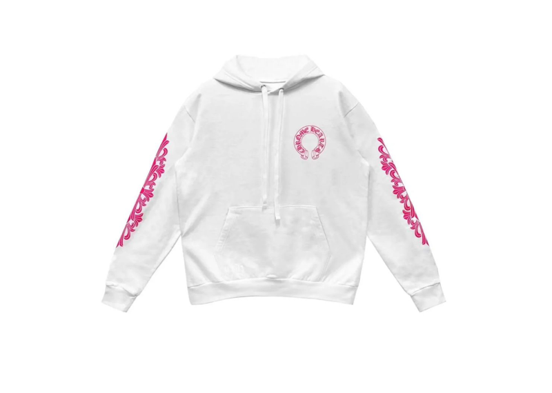 Chrome Hearts Floral Horseshoe Pullover Hoodie - White/Pink