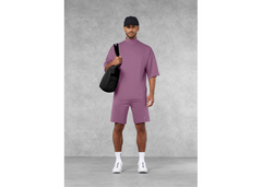 The Giving Movement Super Oversized High Neck Raw Edge T-Shirt - Mauve
