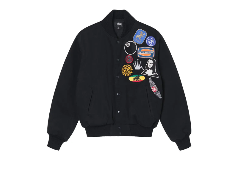 Stussy Souvenir Stadium Bomber Varsity Jacket - Black