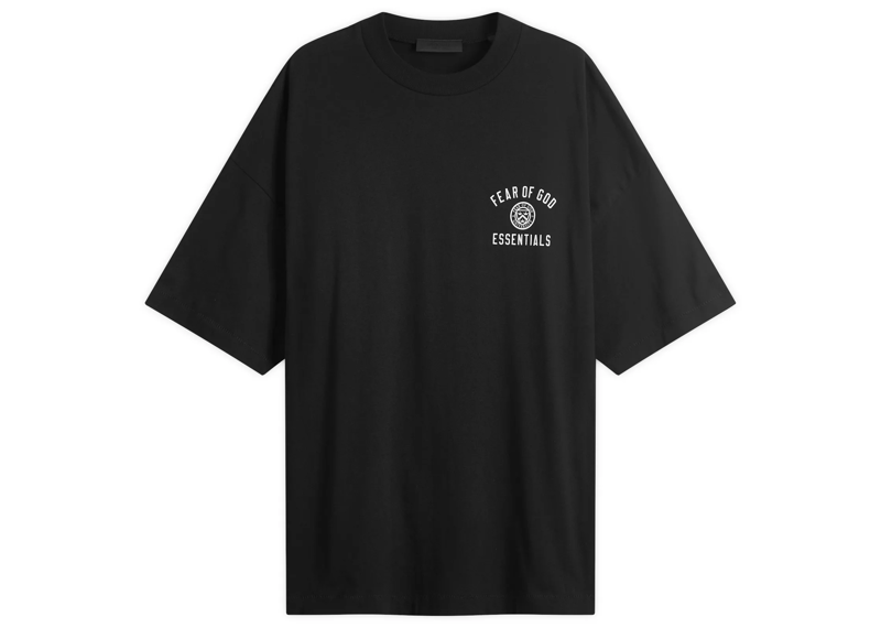 Fear Of God Essentials Jersey Crewneck Crest T-Shirt - Black (FW24)