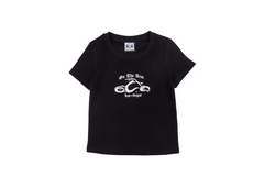 On The Arm Studded Biker Womens Tee Black