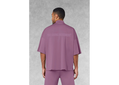 The Giving Movement Super Oversized High Neck Raw Edge T-Shirt - Mauve
