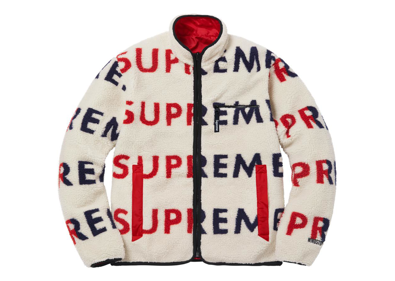 Supreme Reversible Logo Fleece Jacket Natural