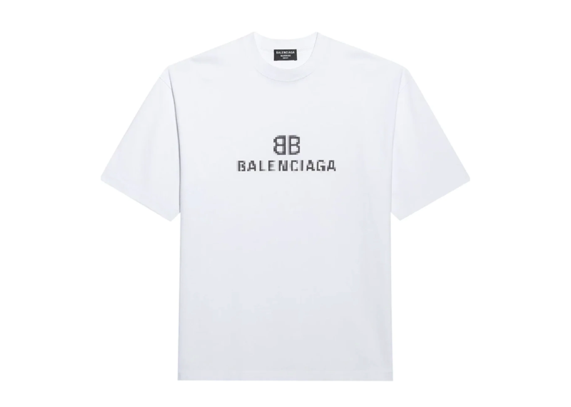 Balenciaga Pixelated Logo T-Shirt - White