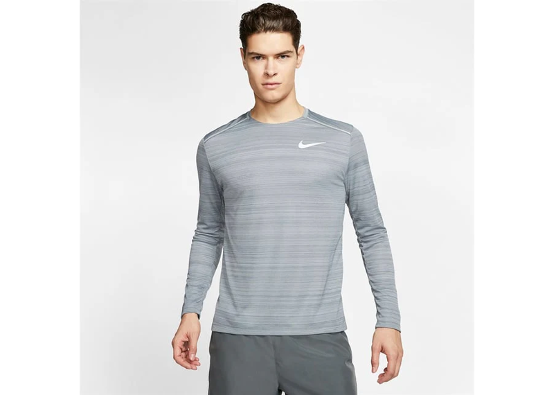 Nike Dri-Fit Miler Long Sleeve T-Shirt - Smoke Grey