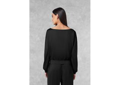 The Giving Movement Oversized Boat Neck Top - Pitch Black