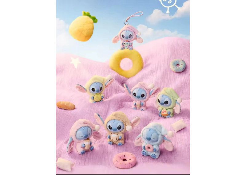 Miniso Top Toy Disney Stich Eating Something Before Sleep Plush Keychain