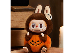 Pop Mart Labubu Happy Halloween Party Series-Sitting Pumpkin Vinyl Plush Pendant
