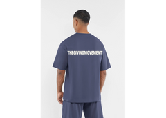 The Giving Movement Oversized Contrast Back Print T-Shirt - Marine Blue