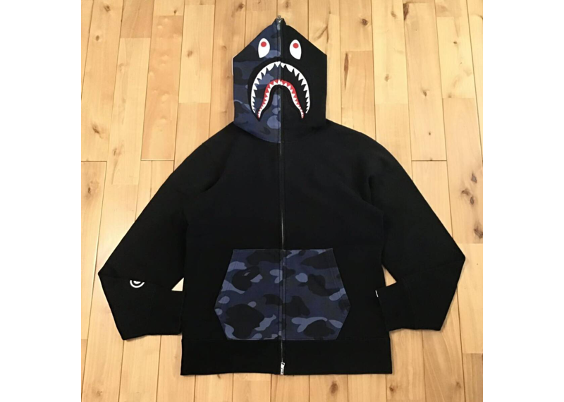 BAPE Shark Full Zip Hoodie - Navy Camo
