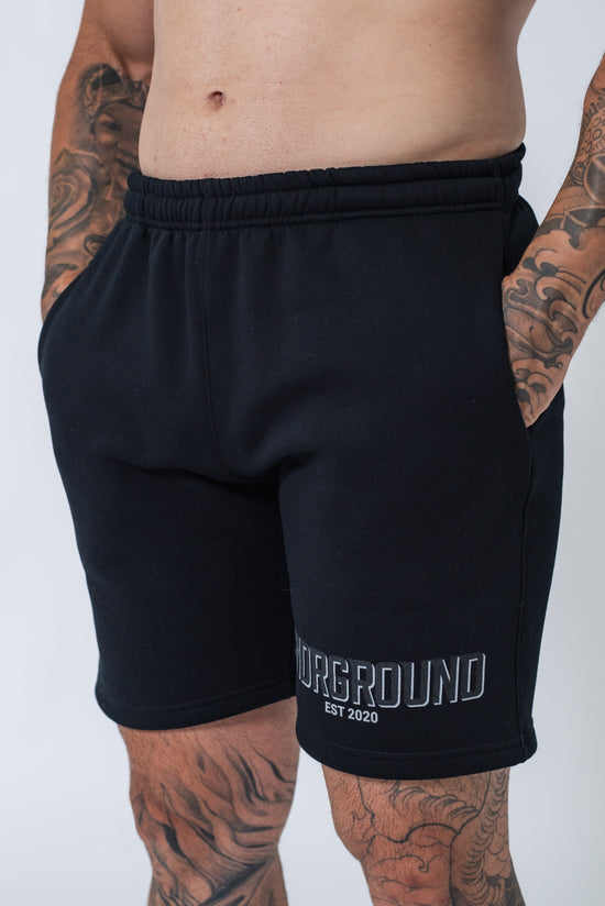 Undrground Black Double Print Cotton Shorts